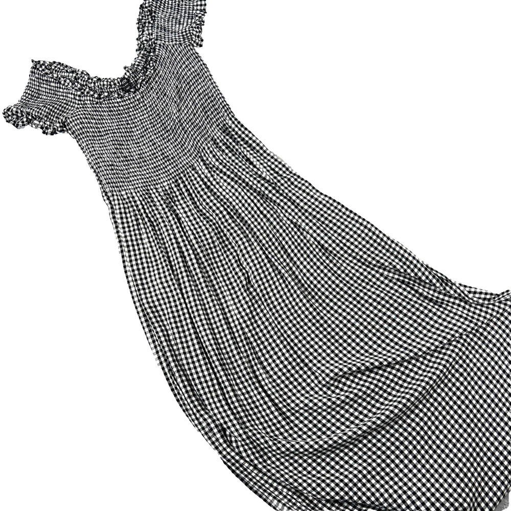 Bardot Womens Size‎ 10/L Midi Dress Cindy Gingham Off the Shoulder Black White